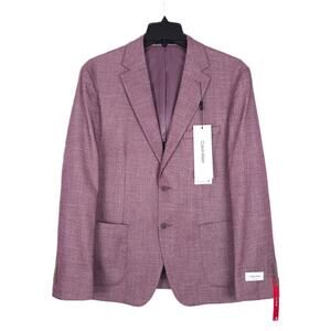 Calvin Klein Men's Slim-Fit Soft Stretch Sport Coat Raspberry 44L NWT